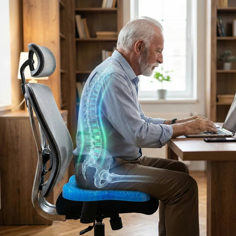 FluidFloat gel relieving pressure on the spine and tailbone